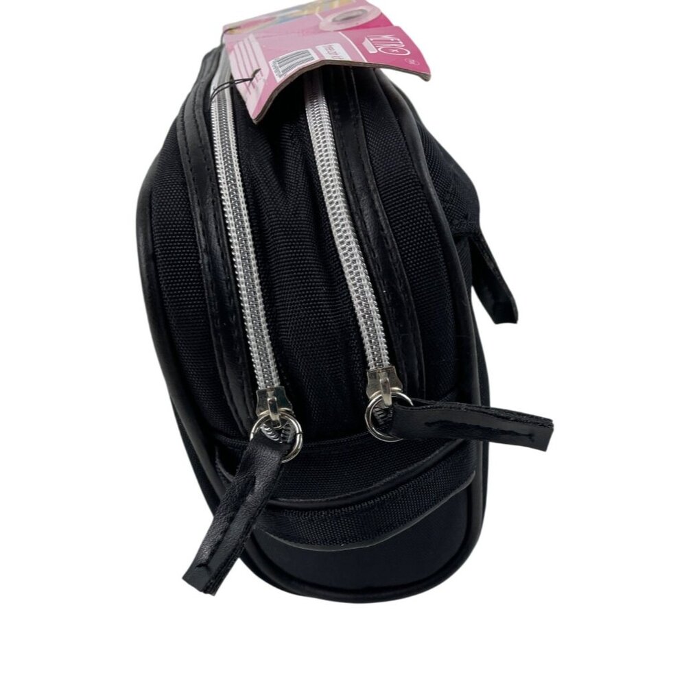 Metro Black Toiletry Case 3 Zip Kit Blue Interior - Picture 6 of 12